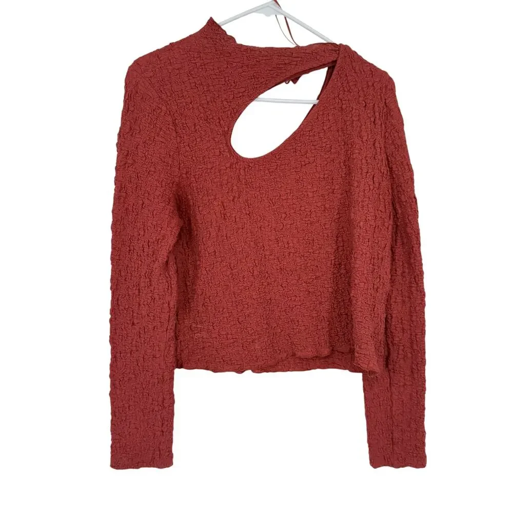 ASTR THE LABEL XL Womens Burnt Orange Long Sleeve Blouse Shirt Top